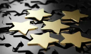 Individueller Service und Wünsche Fünf goldene Sterne für guten Service